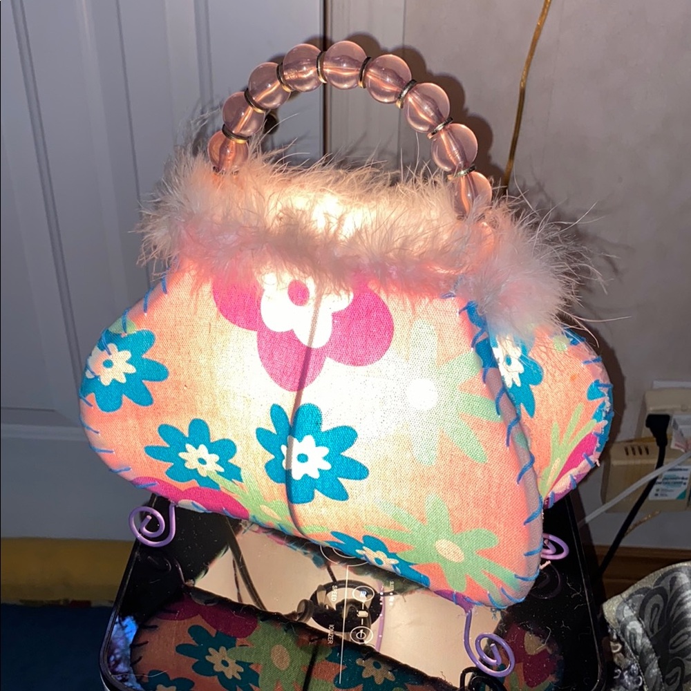 Floral Pink and Blue Handbag